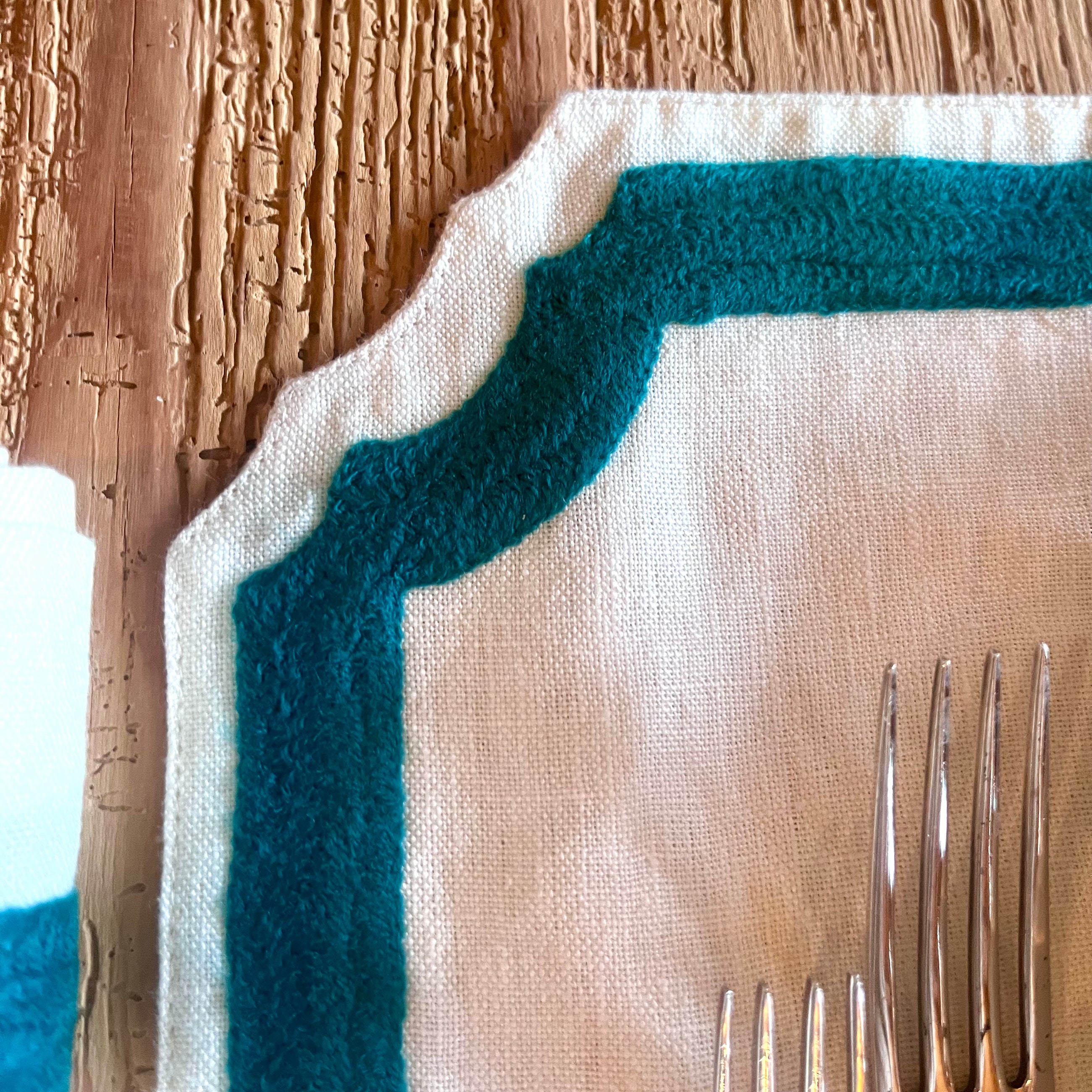 SET DE TABLE MAJORQUE VERT FONCÉ - LOT DE 4