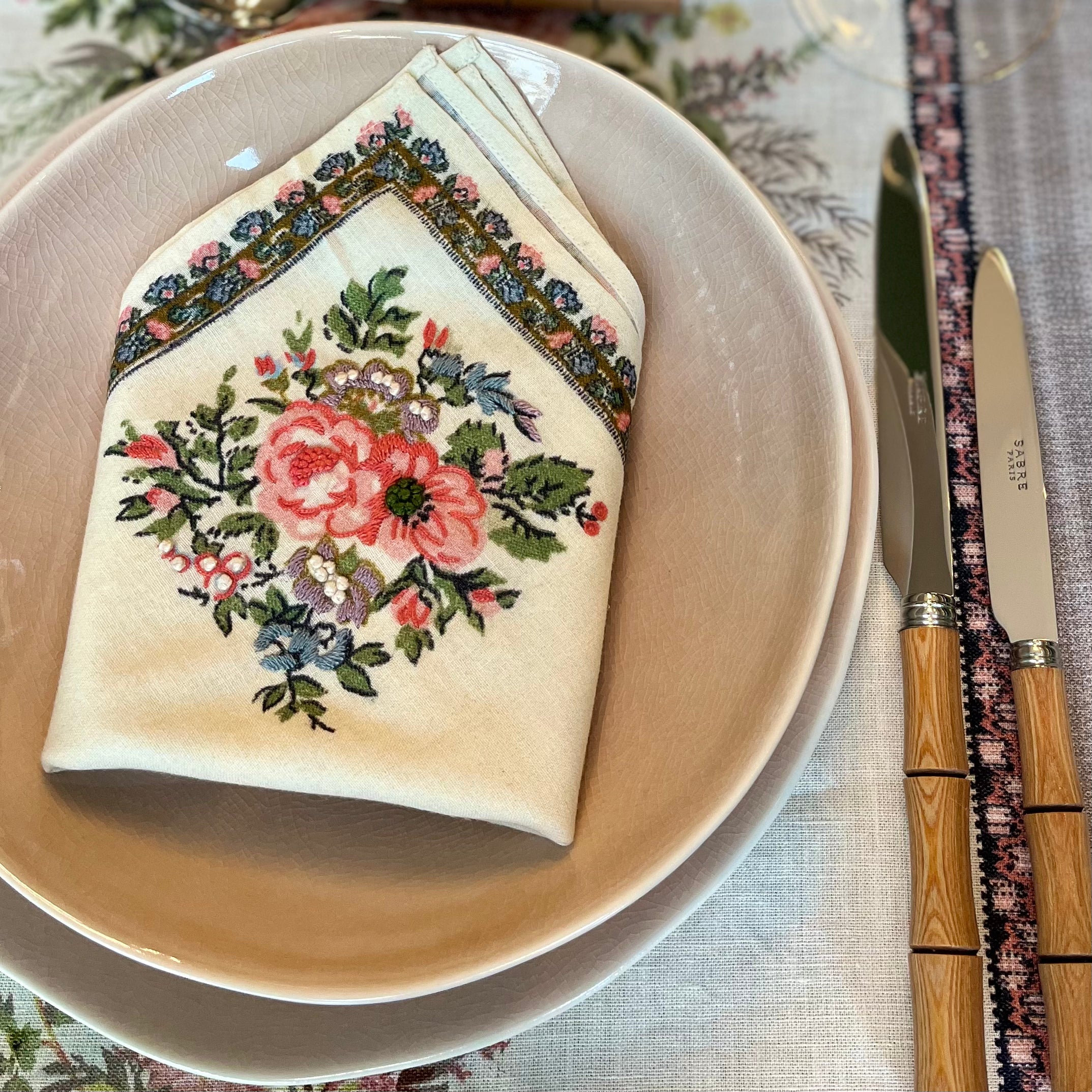 SERVIETTE ASTER AQUA - LOT DE 4