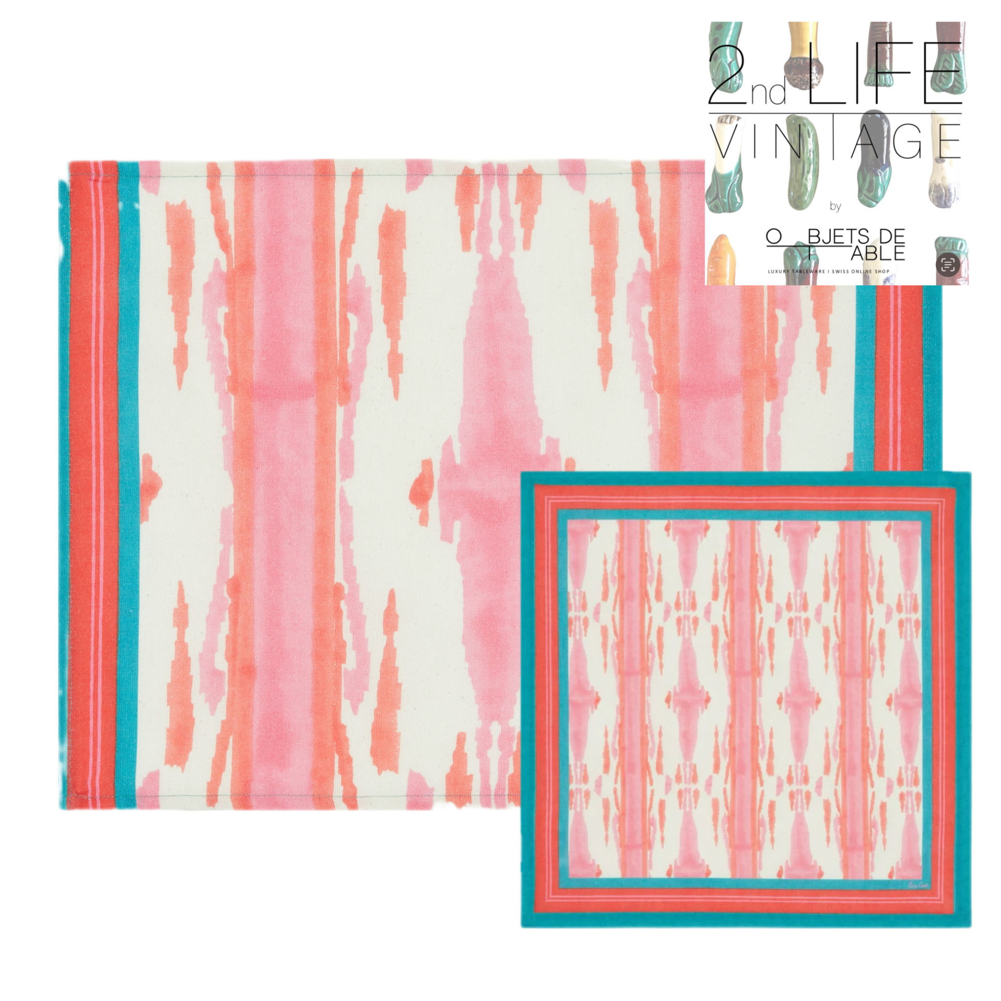 SERVIETTE FLAMME ROSE - LOT DE 12