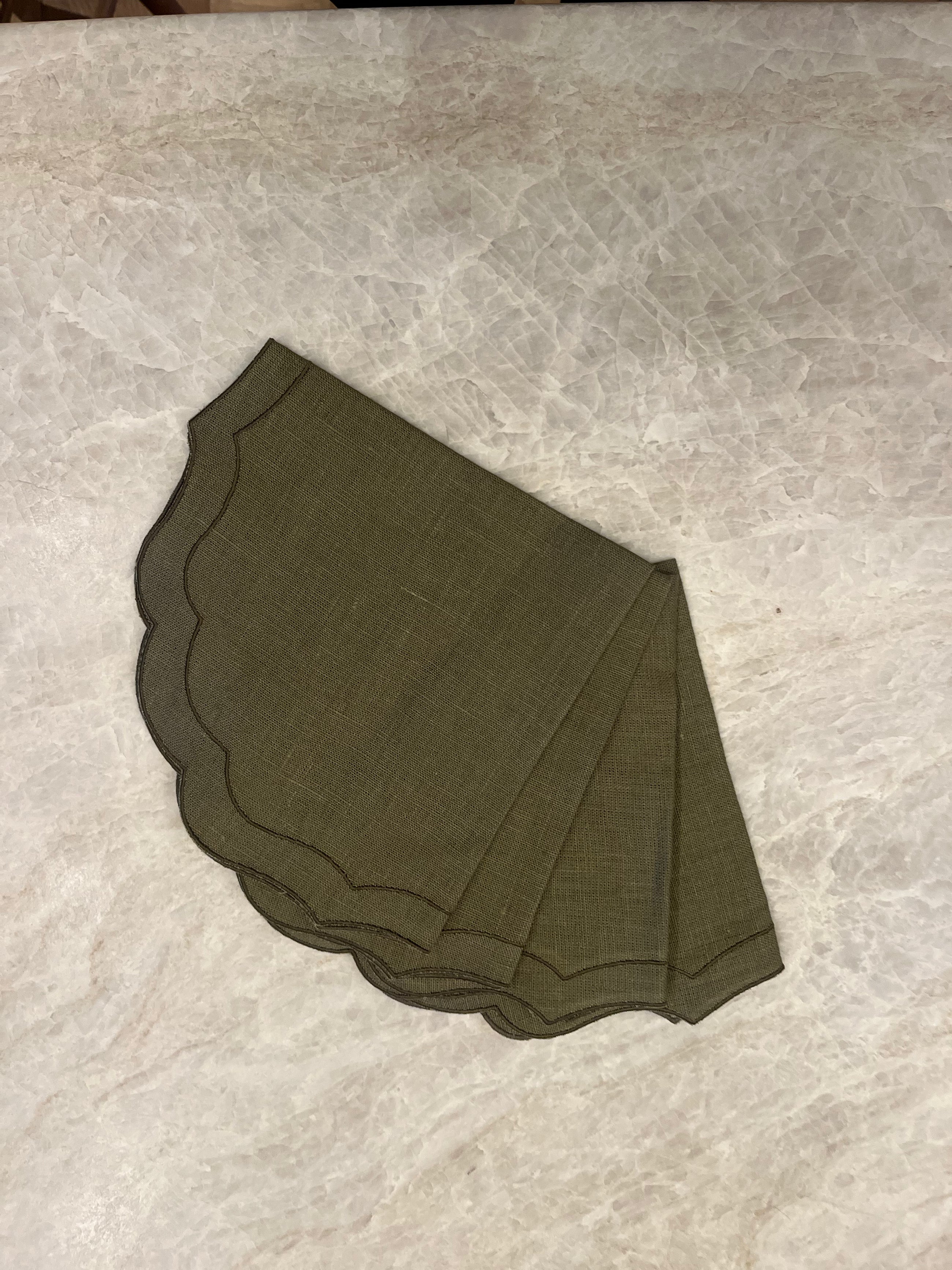 SERVIETTE PARENTESI OLIVE - LOT DE 4