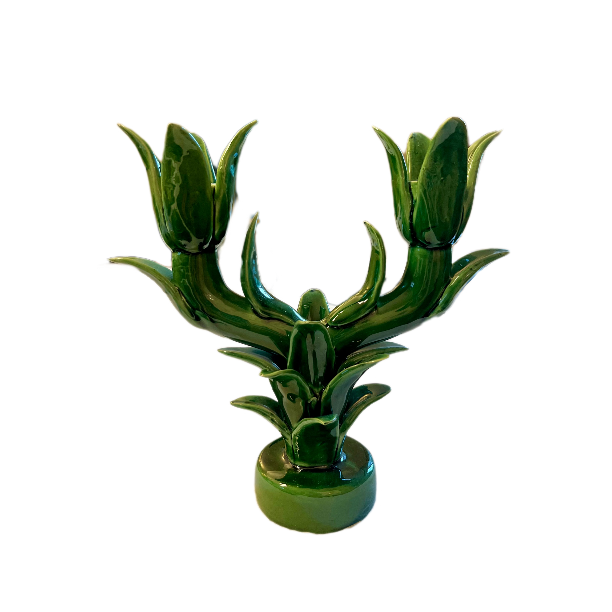 BOUGEOIR FLAMBEAU VERT EMERAUDE