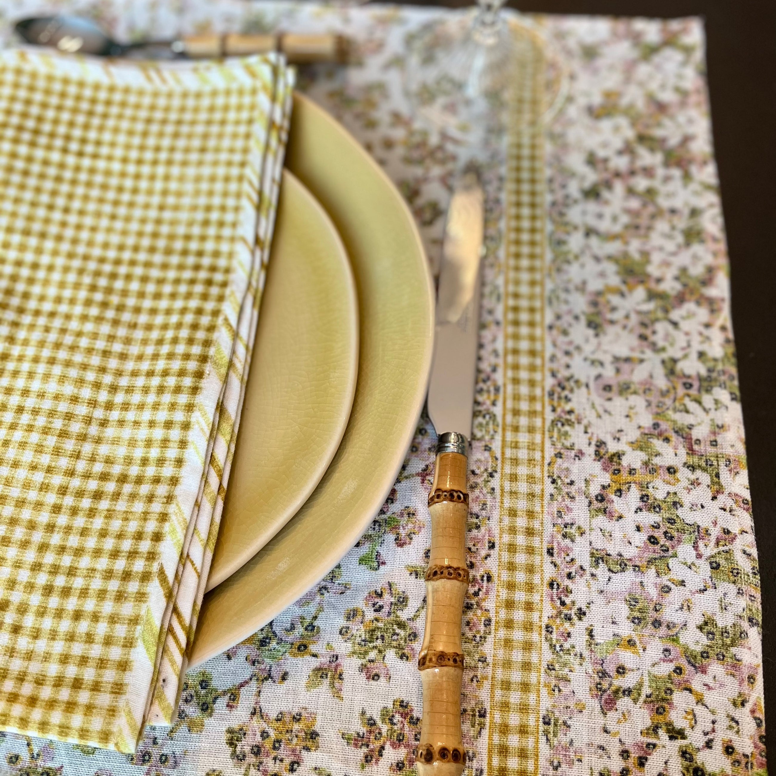NAPKIN FLORA YELLOW - SET OF 4