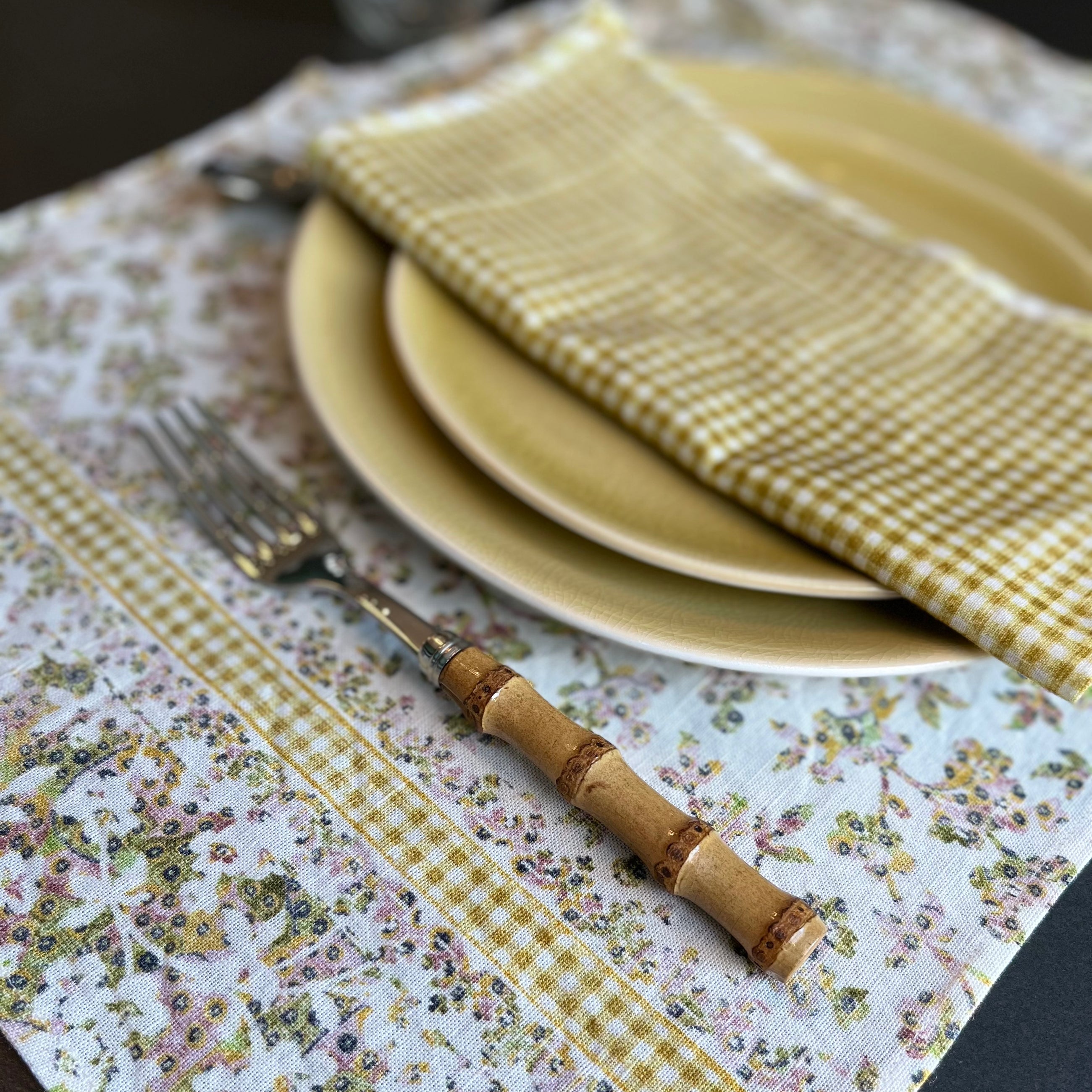 NAPKIN FLORA YELLOW - SET OF 4