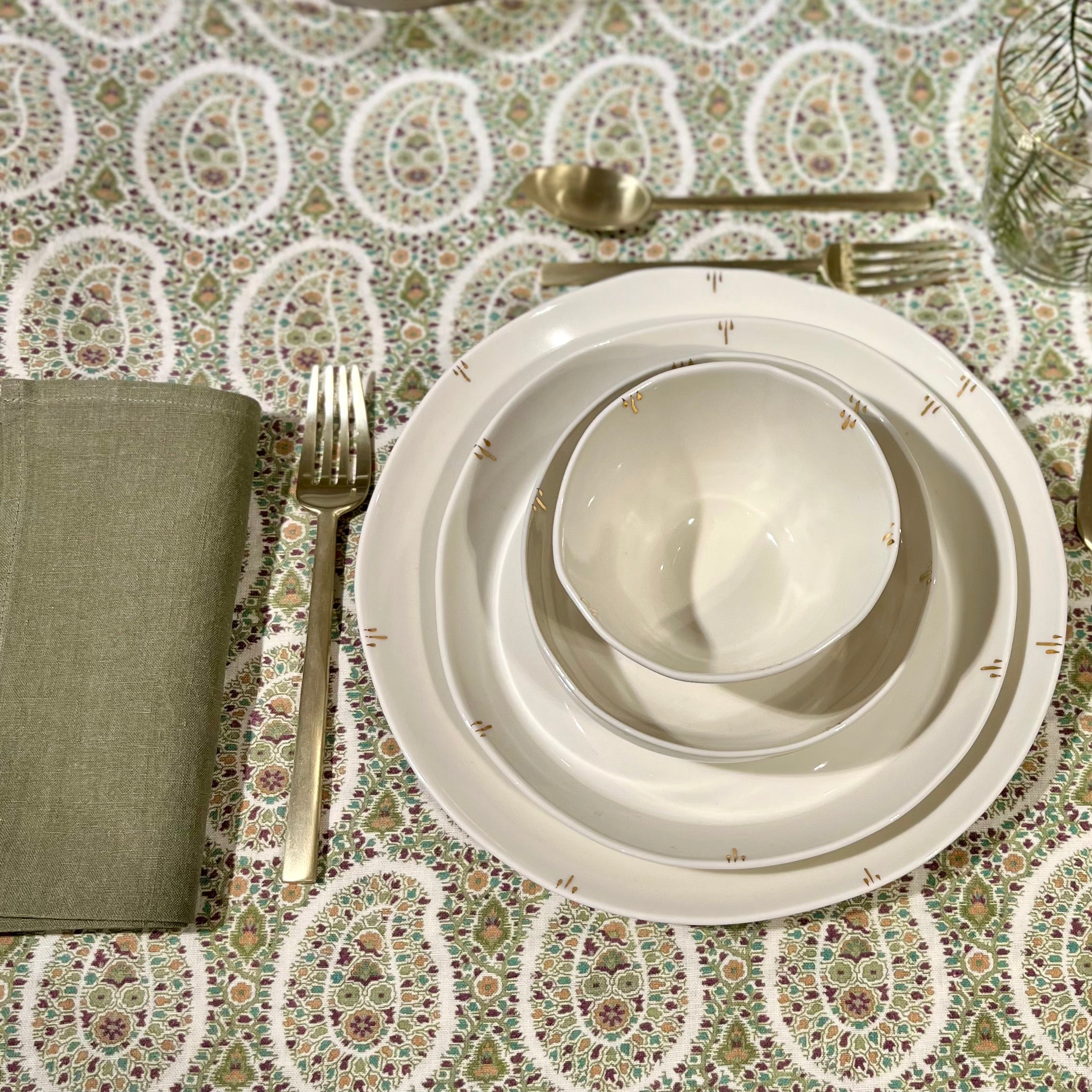 SERVIETTES SKYE KAKI - LOT DE 4