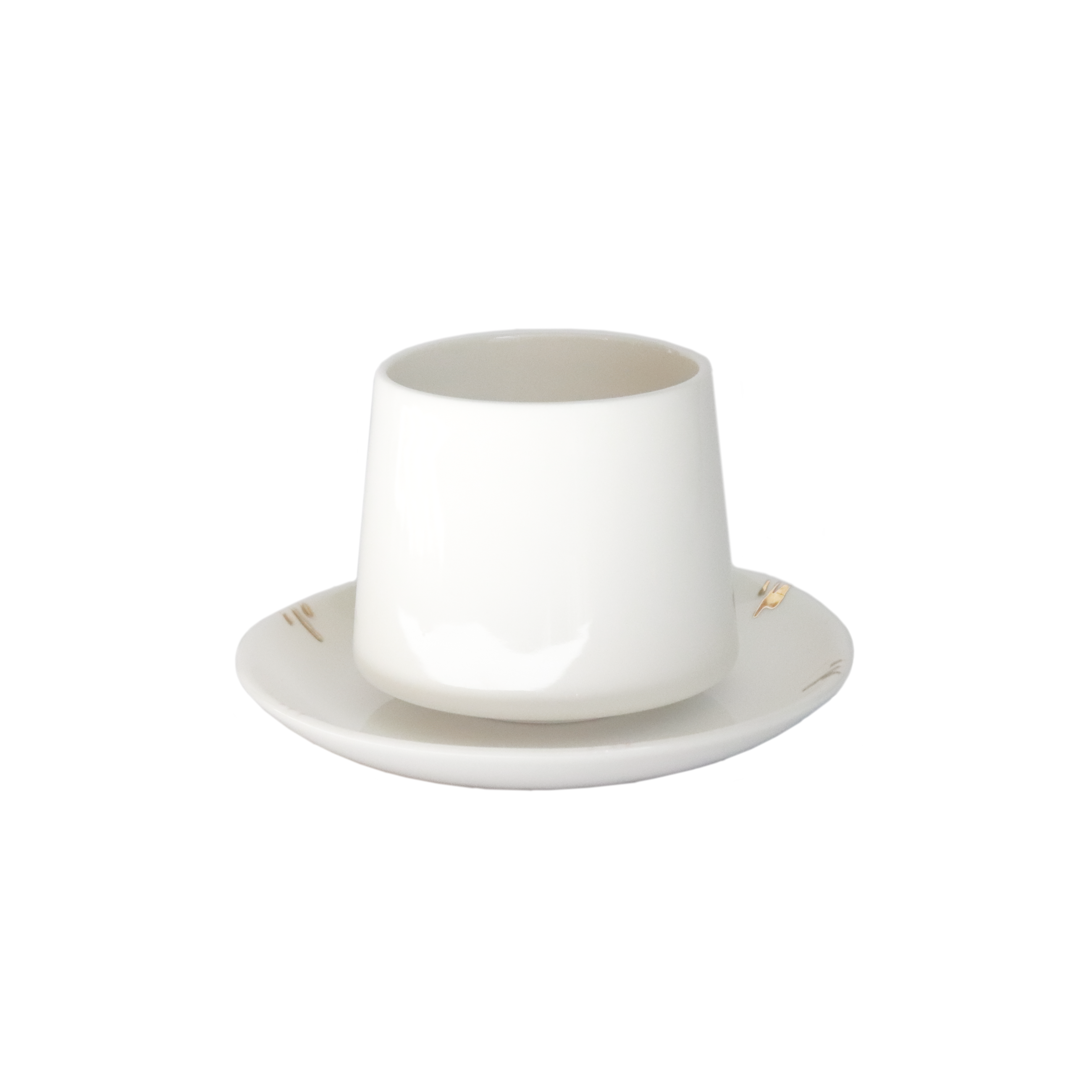 TASSE ET SOUCOUPE SIMPLE BLANCHE & OR - LOT DE 4