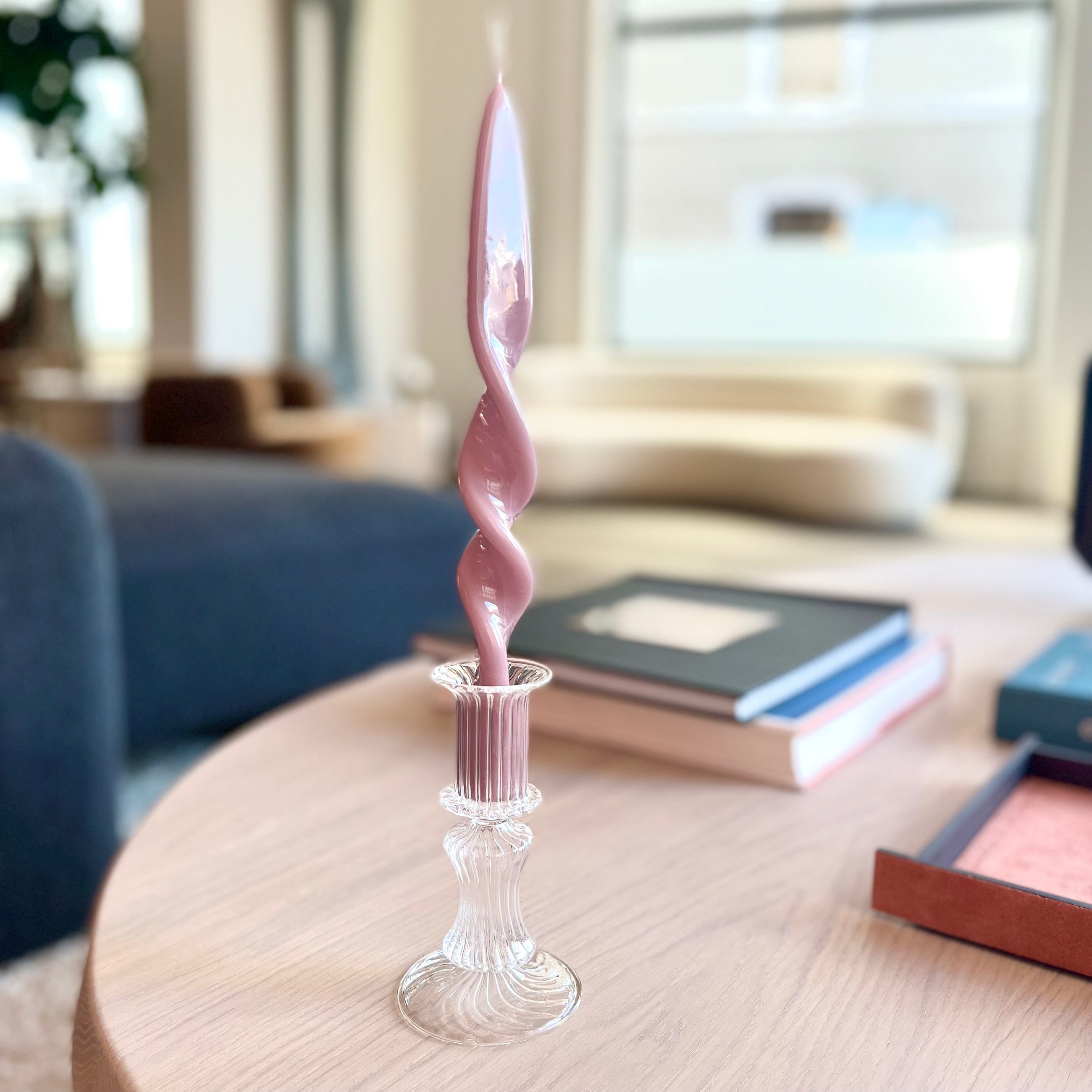 TRIO OF STRIPED CANDLE HOLDERS