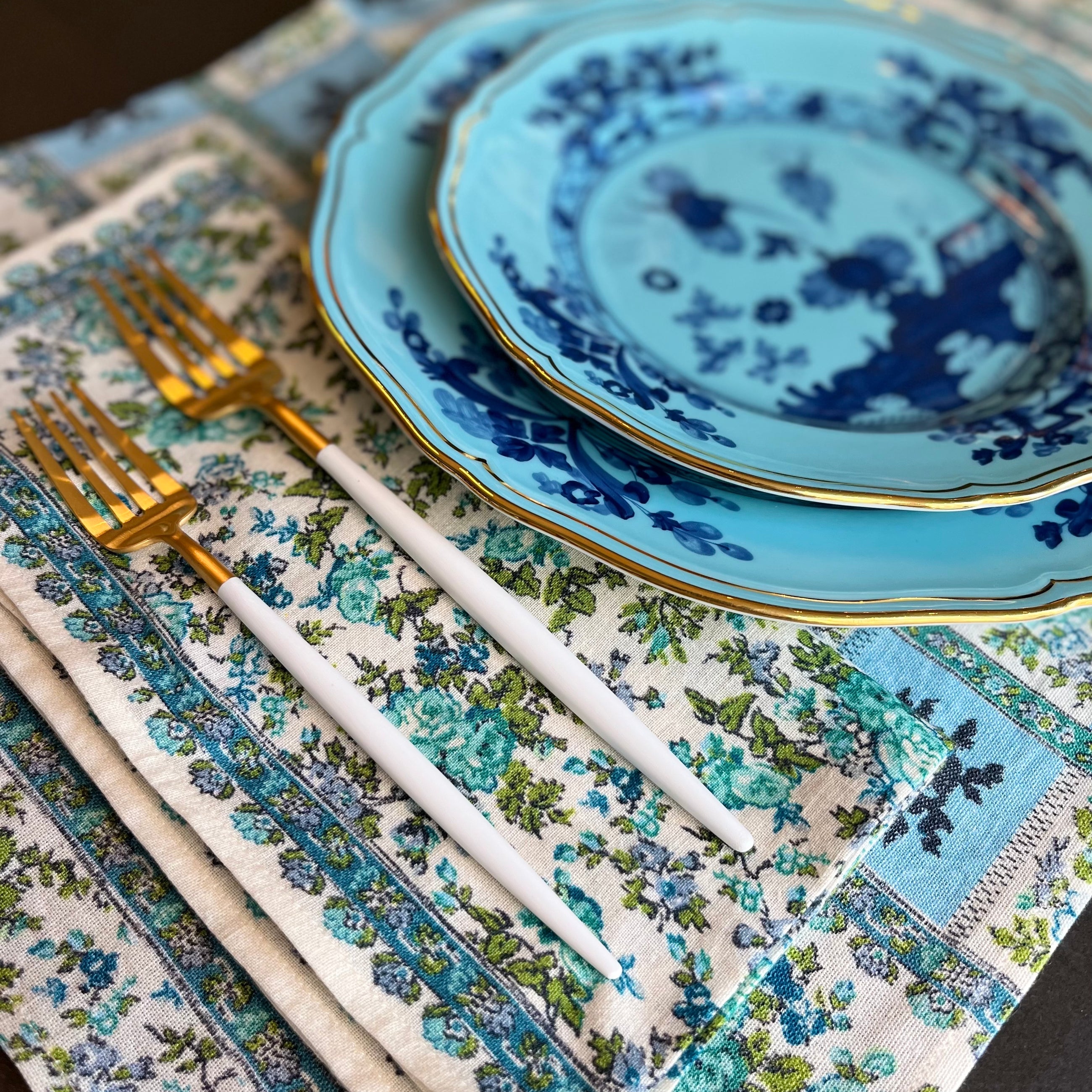 SERVIETTE DE SERVIETTE ALICE BLEU SKYE - LOT DE 4