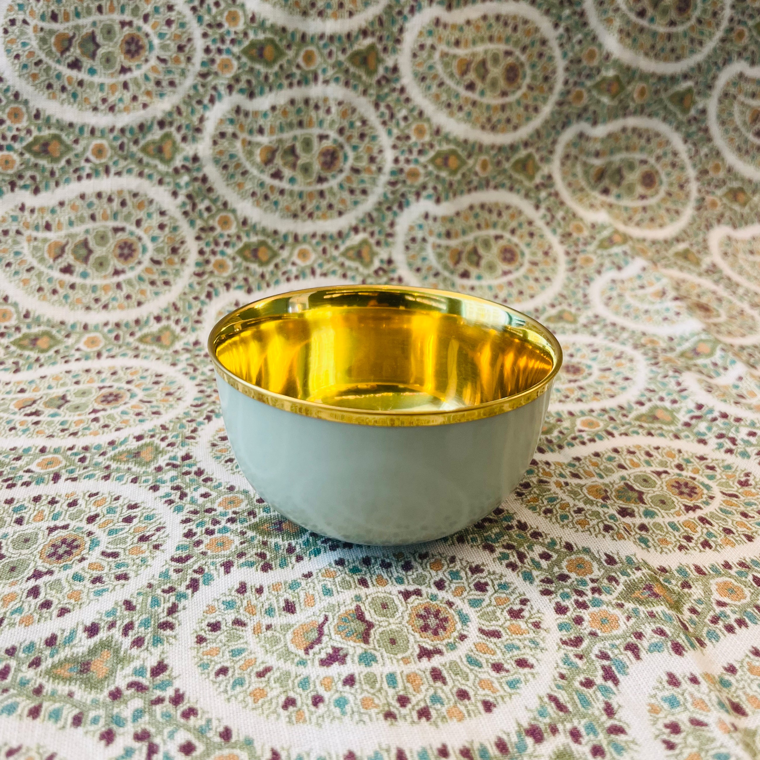 CHAMPAGNE BOWL BELVEDERE CELADON AND GOLD