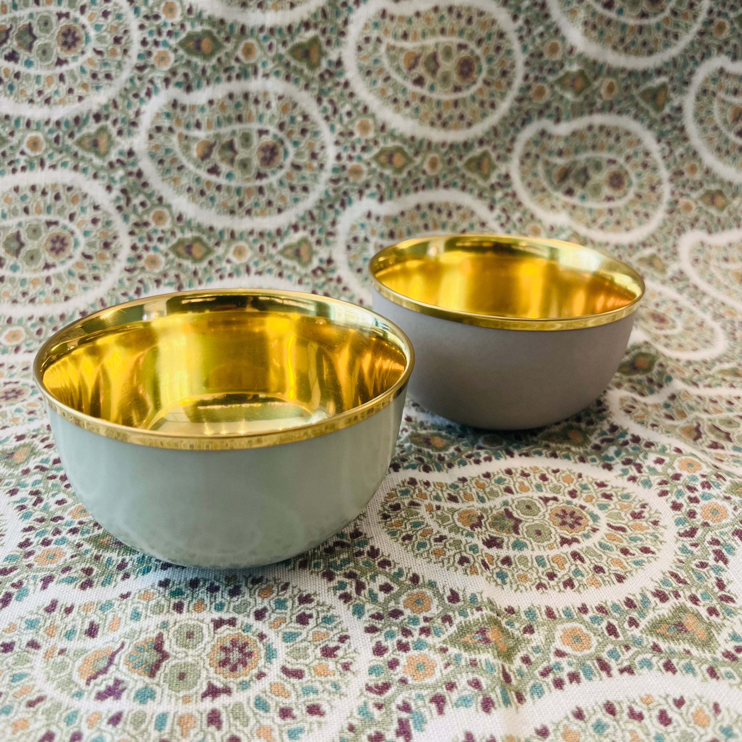 CHAMPAGNE BOWL BELVEDERE CELADON AND GOLD