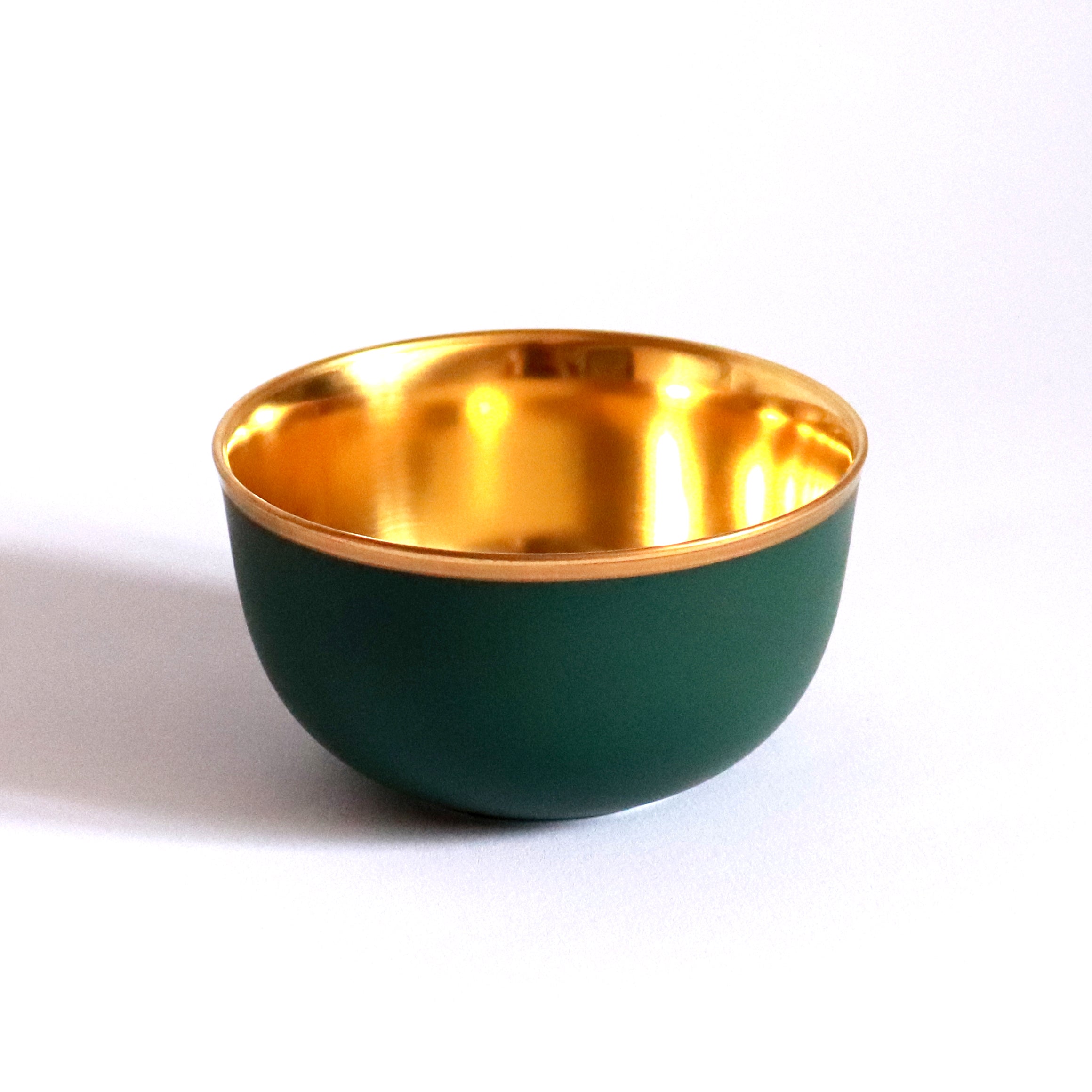 CHAMPAGNE BOWL BELVEDERE FOREST GREEN MAT AND GOLD