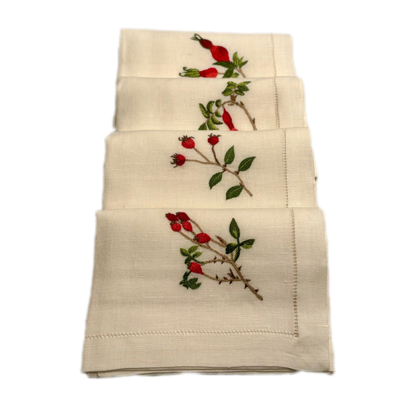 NAPKIN WILD ROSE BERRY- SET OF 4
