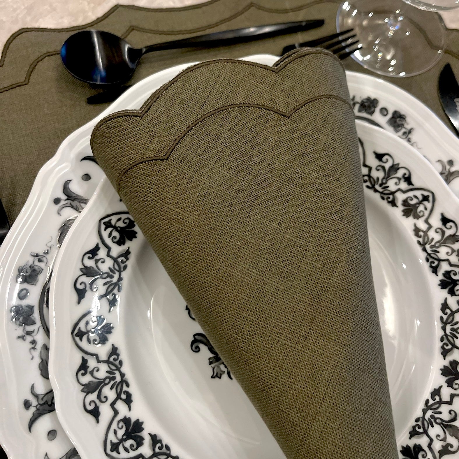 NAPKIN PARENTESI OLIVE - SET OF 4