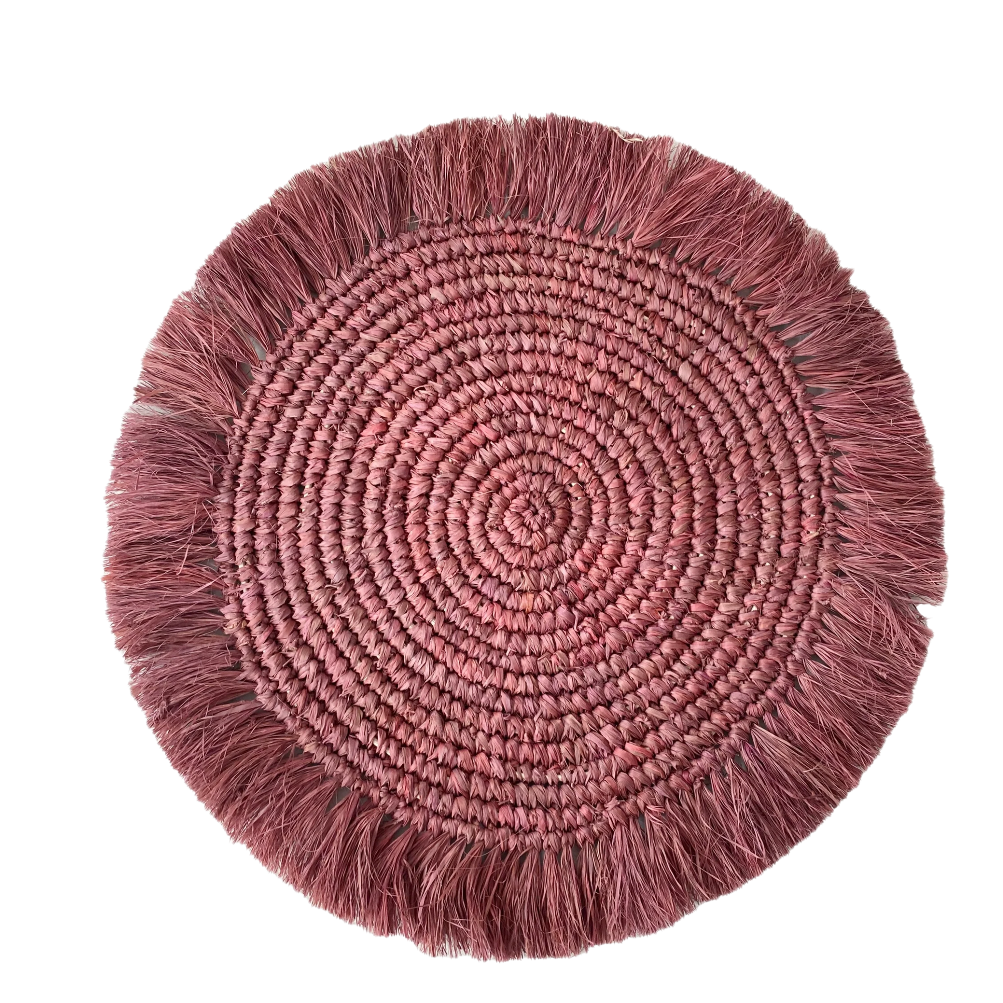 SET DE TABLE EN RAPHIA FRAMBOISE - LOT DE 4