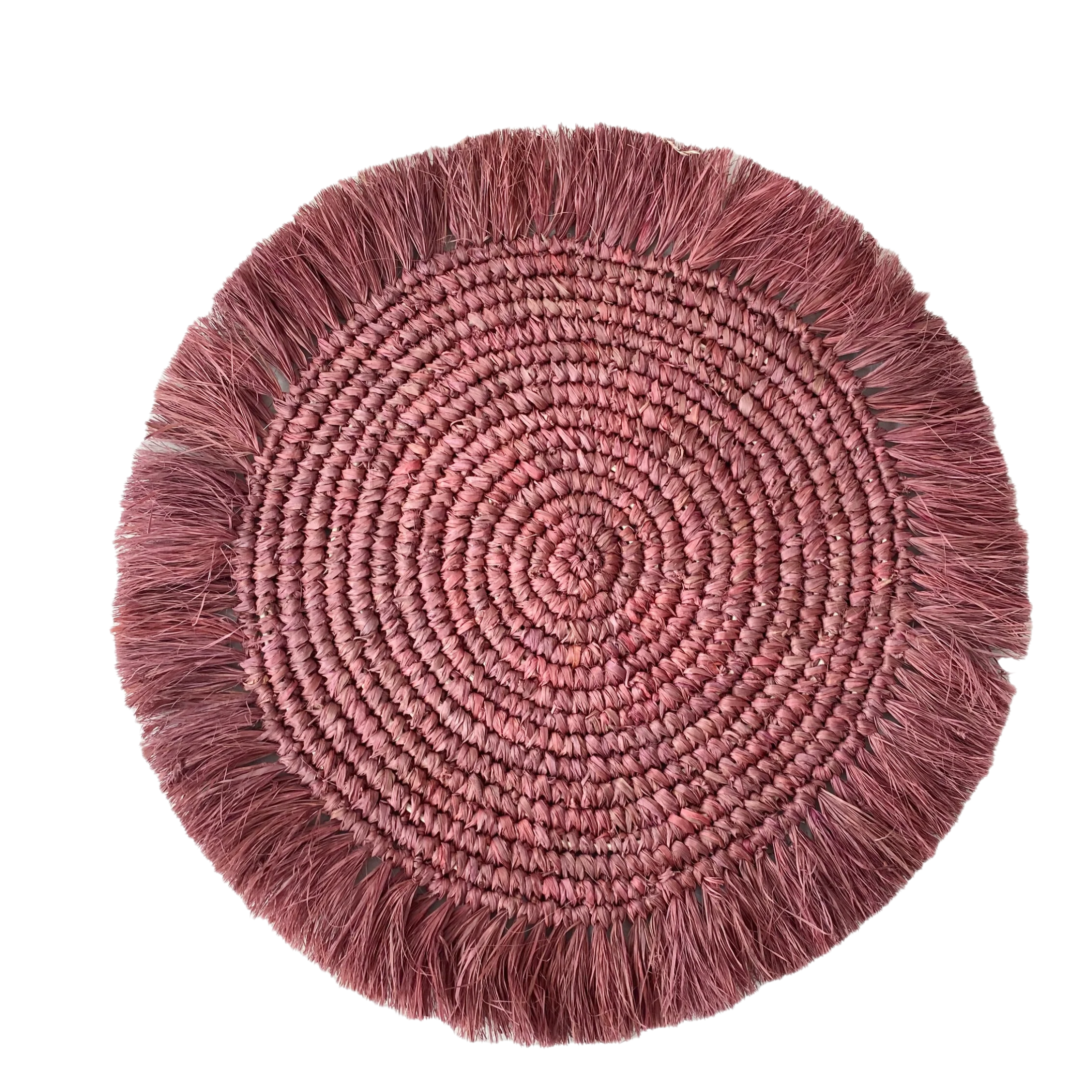 SET DE TABLE EN RAPHIA FRAMBOISE - LOT DE 4