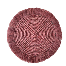 SET DE TABLE EN RAPHIA FRAMBOISE - LOT DE 4