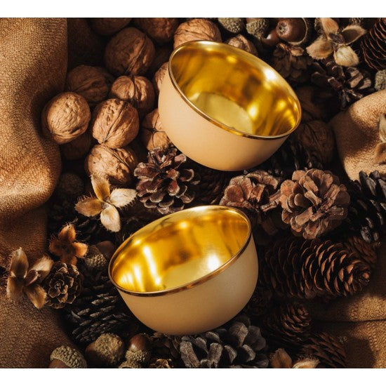 CHAMPAGNE BOWL BELVEDERE CARAMEL MAT AND GOLD