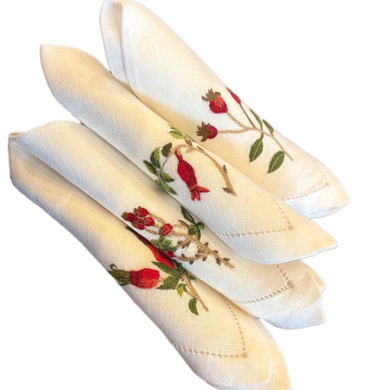 COCKTAIL NAPKIN WILD ROSE BERRY- SET OF 4