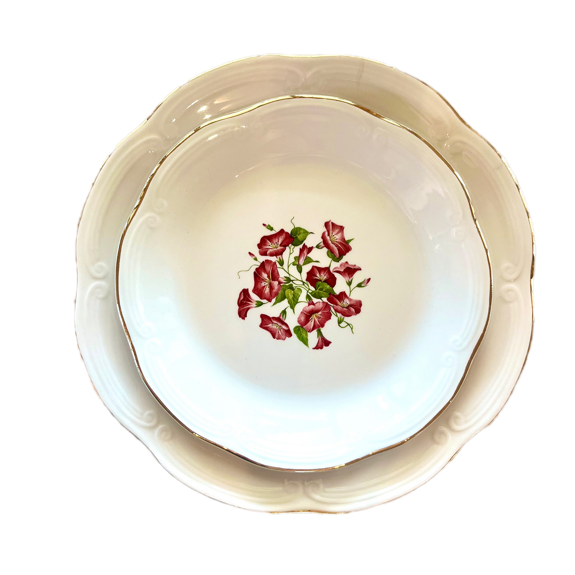 ASSIETTE À DESSERT VINTAGE LISERON - LOT DE 12 