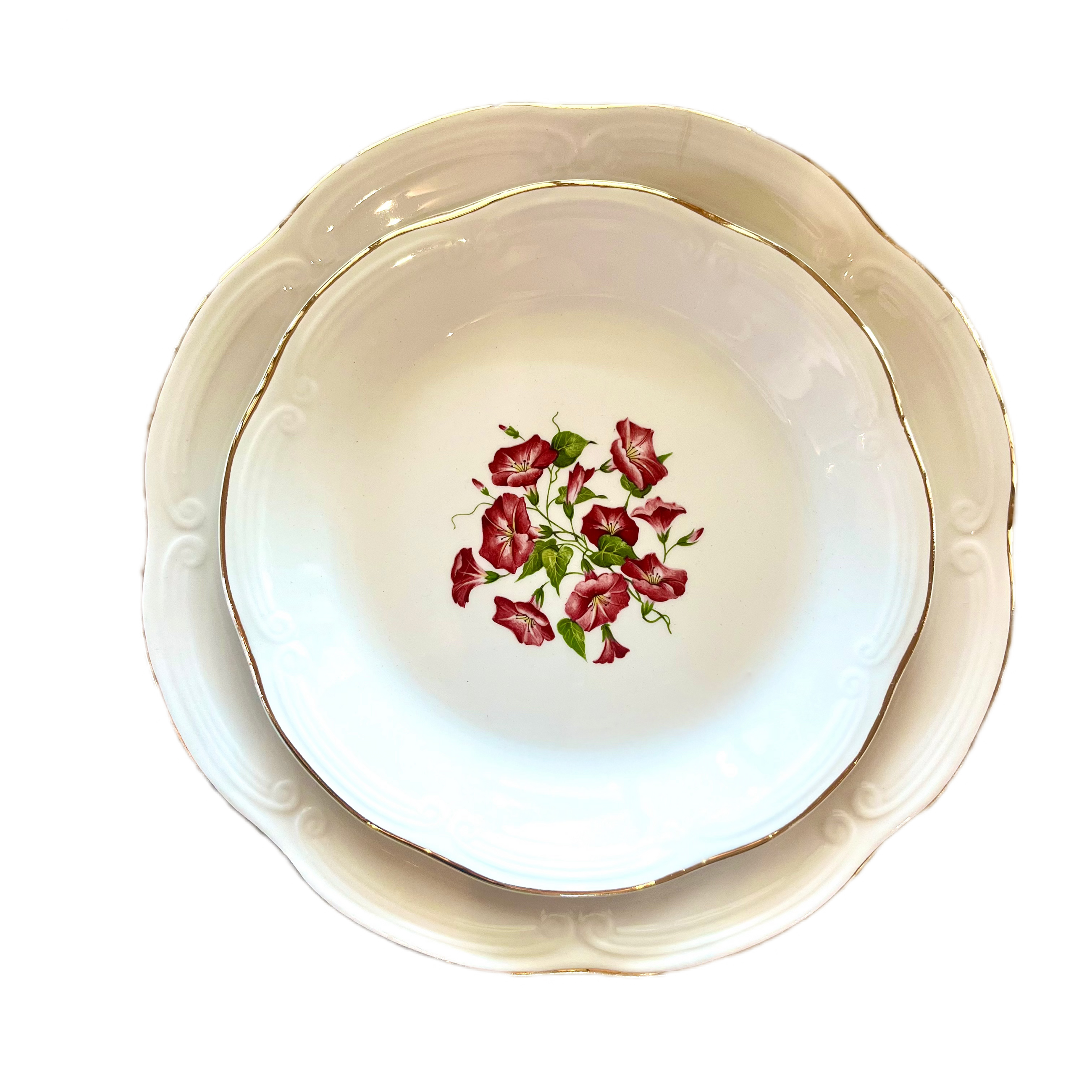 ASSIETTE À DESSERT VINTAGE LISERON - LOT DE 12 
