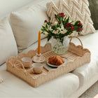 LARGE RATTAN SCALLOPED TRAY, NATURAL