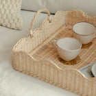 LARGE RATTAN SCALLOPED TRAY, NATURAL