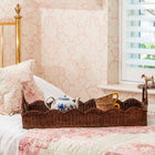 LARGE RATTAN SCALLOPED TRAY, TEAK