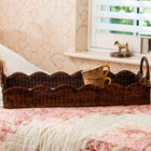 LARGE RATTAN SCALLOPED TRAY, TEAK