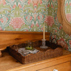 MEDIUM RATTAN SCALLOPED TRAY, TEAK