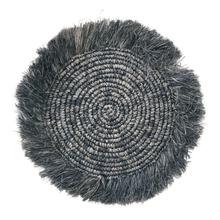 SET DE TABLE EN RAPHIA BLEU-GRIS - LOT DE 4