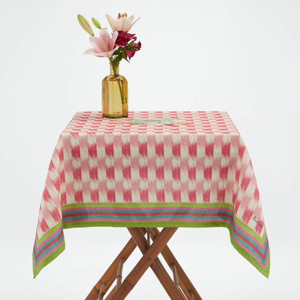NAPPE EN LIN VERANDA MAGENTA ROSE -  180x350cm