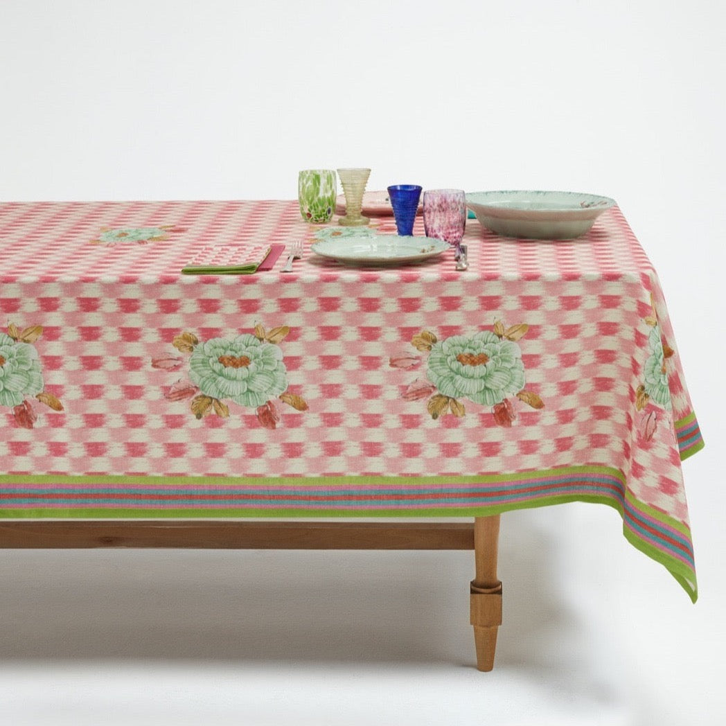 NAPPE EN LIN VERANDA MAGENTA ROSE -  180x350cm