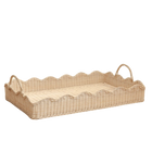 LARGE RATTAN SCALLOPED TRAY, NATURAL