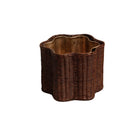 RATTAN AND SOLID BRASS VASE, TEAK
