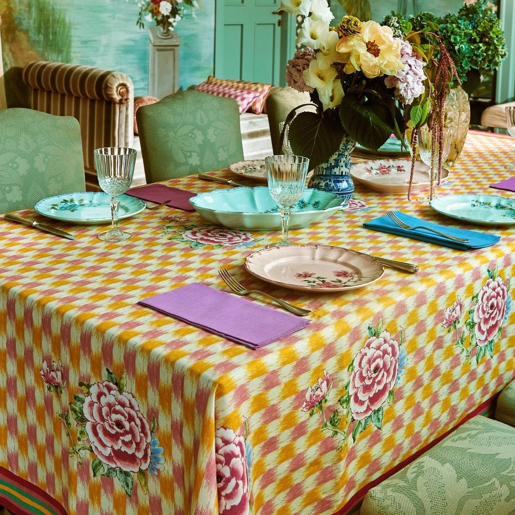 VERANDA GOLD PEACH - NAPPE EN LIN - 180x350cm