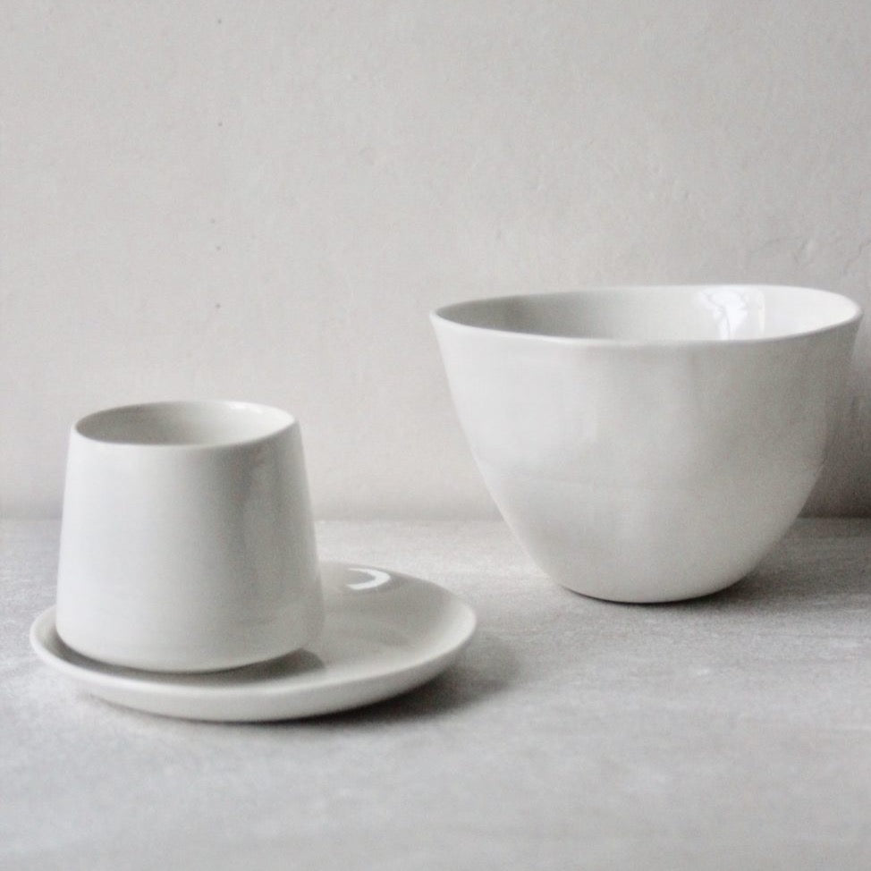 TASSE ET SOUCOUPE SIMPLE BLANCHE - LOT DE 4