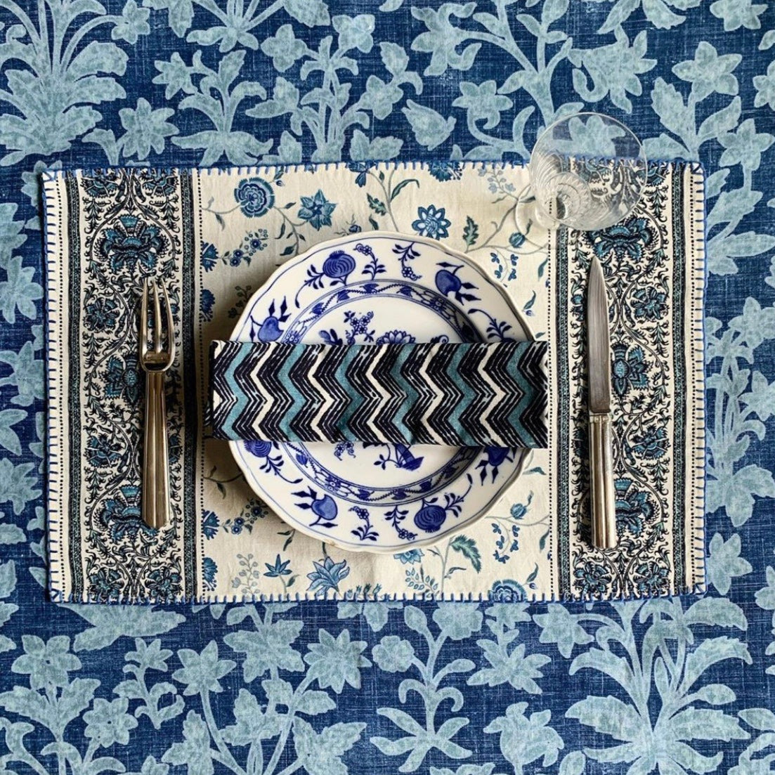 SERVIETTE LAHERIA BLEU - LOT DE 4