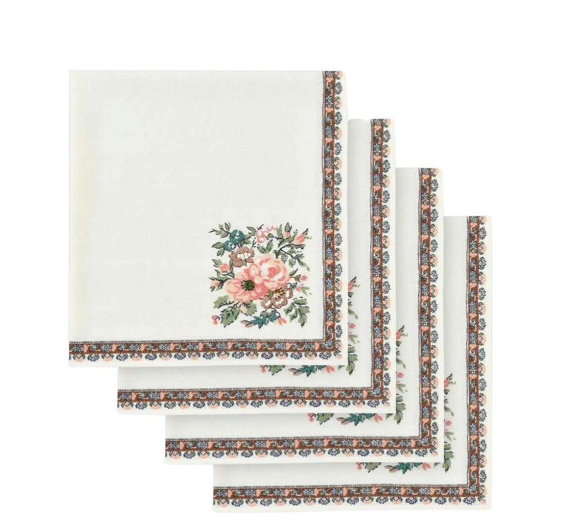 SERVIETTE ASTER AQUA - LOT DE 4