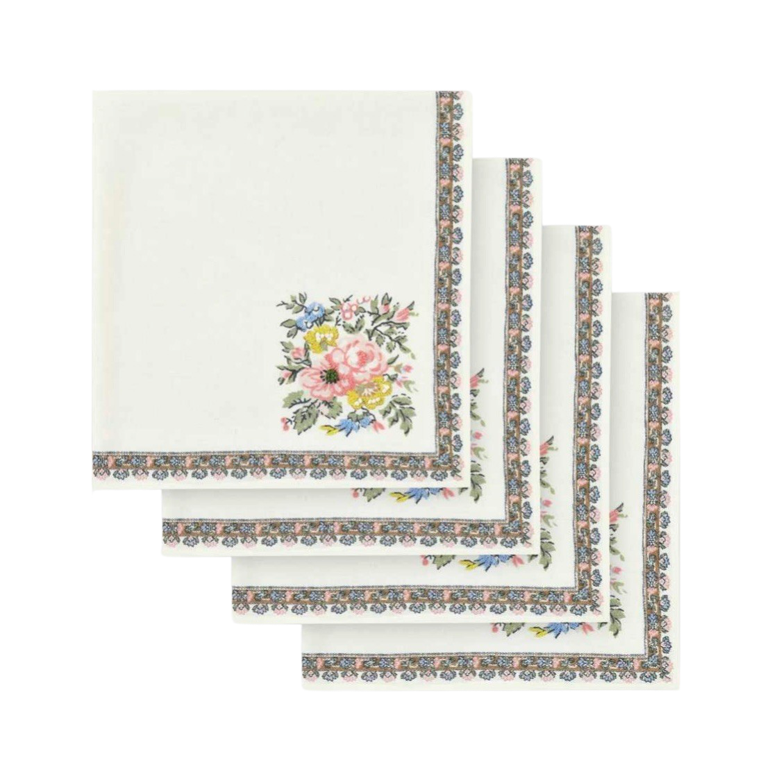 SERVIETTES ASTER ROSE - LOT DE 4