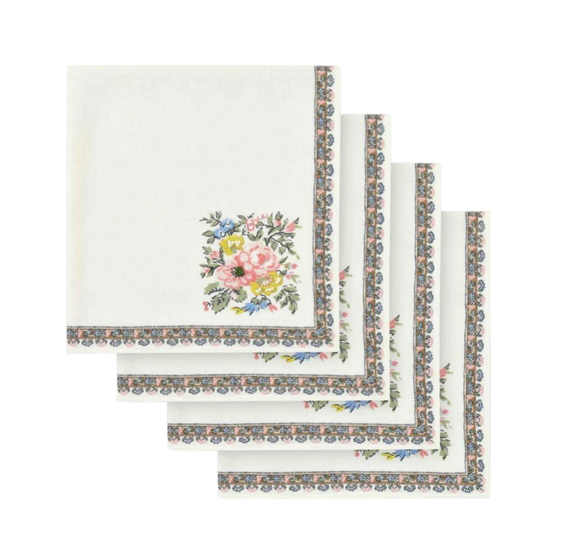 SERVIETTES ASTER ROSE - LOT DE 4