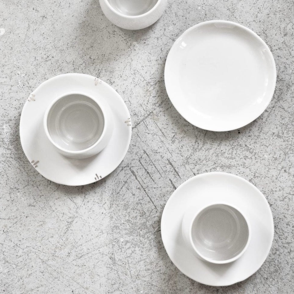 TASSE ET SOUCOUPE SIMPLE BLANCHE - LOT DE 4