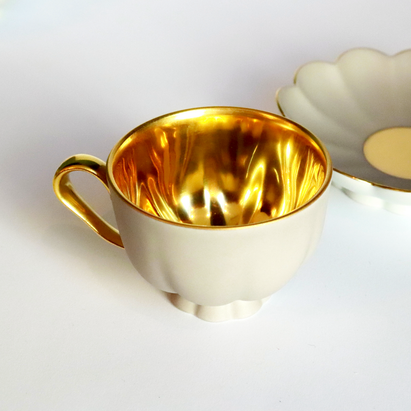 TASSE À ESPRESSO MELONE - ROSE POUDRÉ ET OR 24 KT