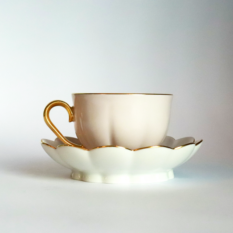 TASSE À ESPRESSO MELONE - ROSE POUDRÉ ET OR 24 KT